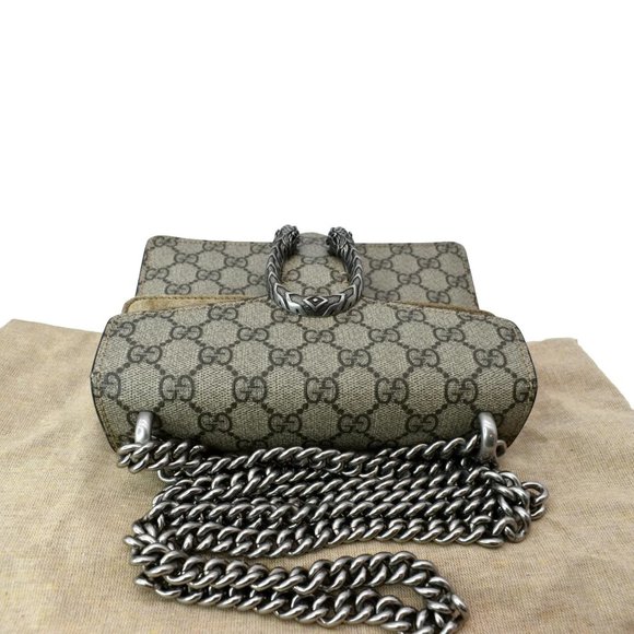 GUCCI  Dionysus Mini GG Supreme Canvas Crossbody Bag Beige - Picture 4 of 11